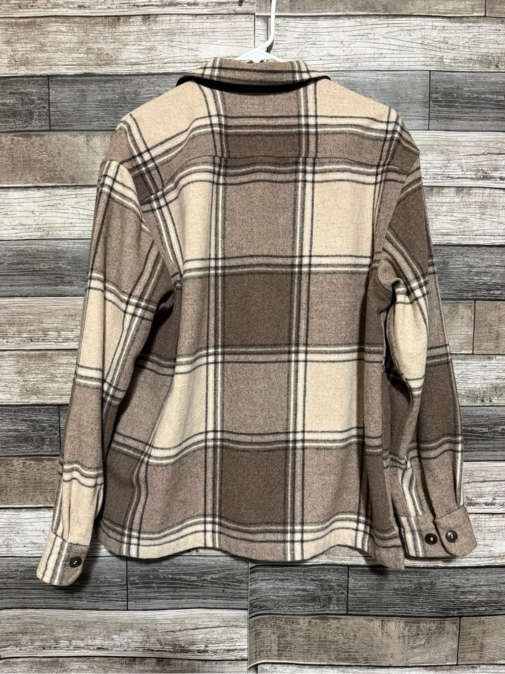Banana Republic Relaxed Fit Wool Blend Plaid Shirt Jacket Men’s M Brown Tan